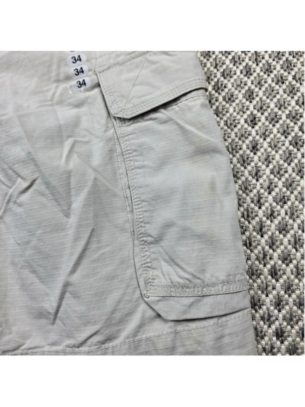 NWT Polo Jeans Co Cargo Shorts Mens 34 Beige Ripstop Cotton Utility Military